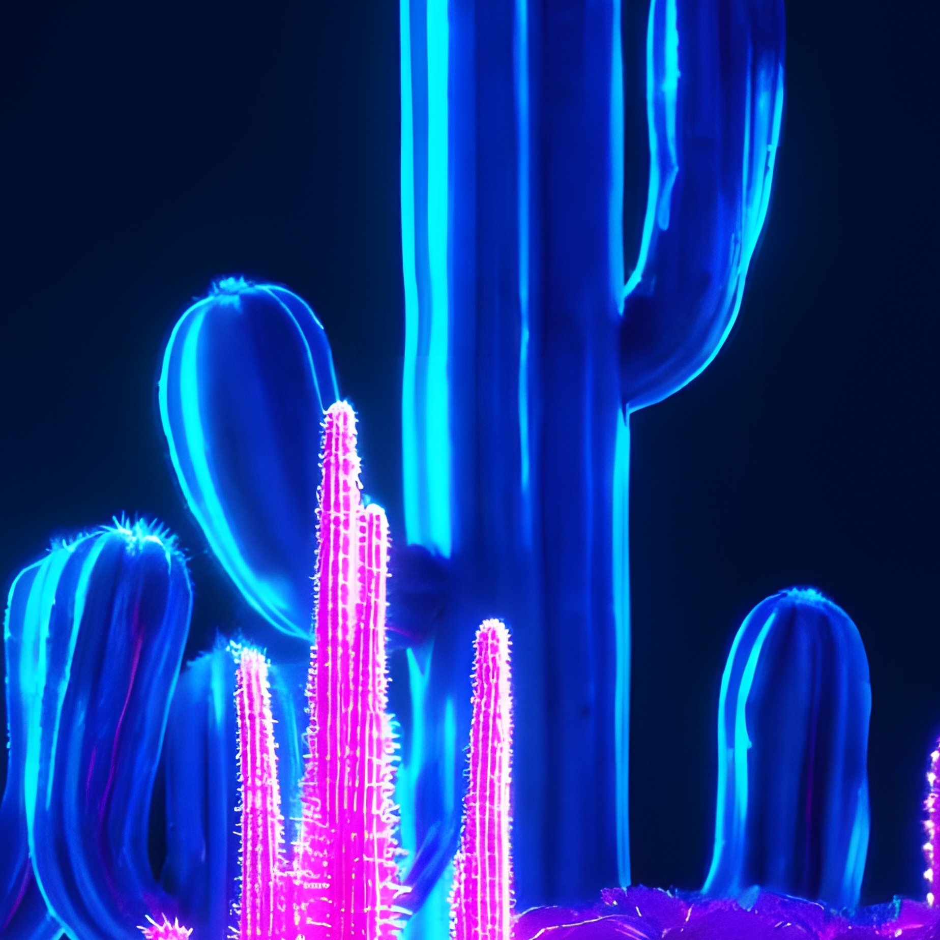 Neon Lit Cacti Arrangement Neon Cacti - Full Resolution Quality Preview