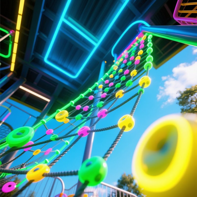 Neon Lit Climbing Net Playground