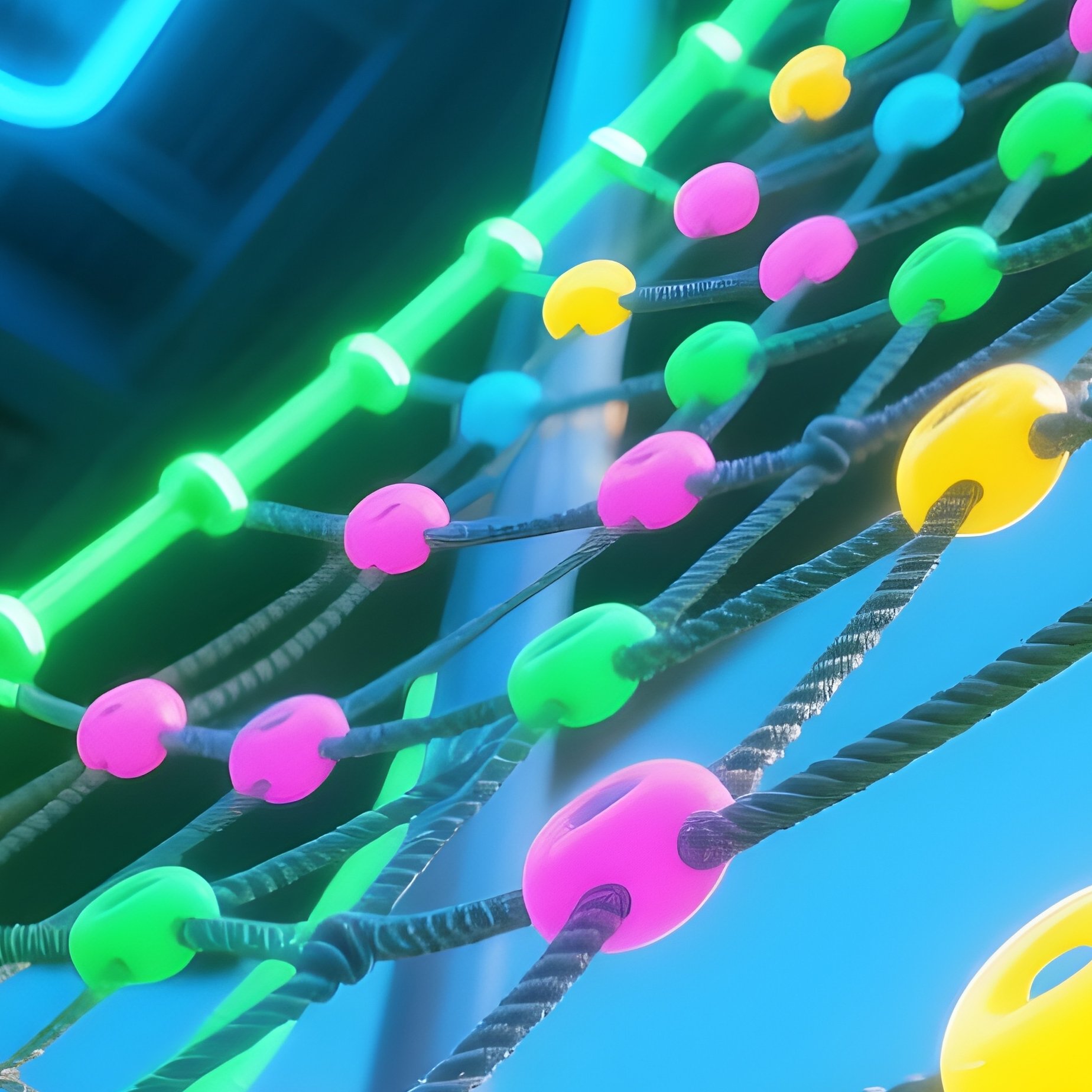 Neon Lit Climbing Net Playground - Full Resolution Quality Preview