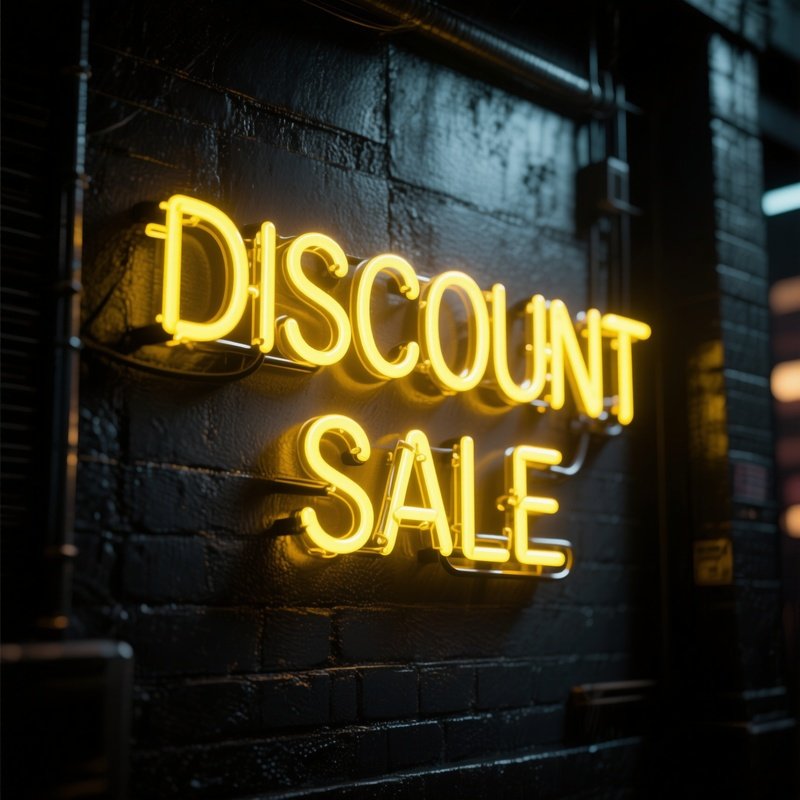 Neon Sign Discount Sale Dark Wall