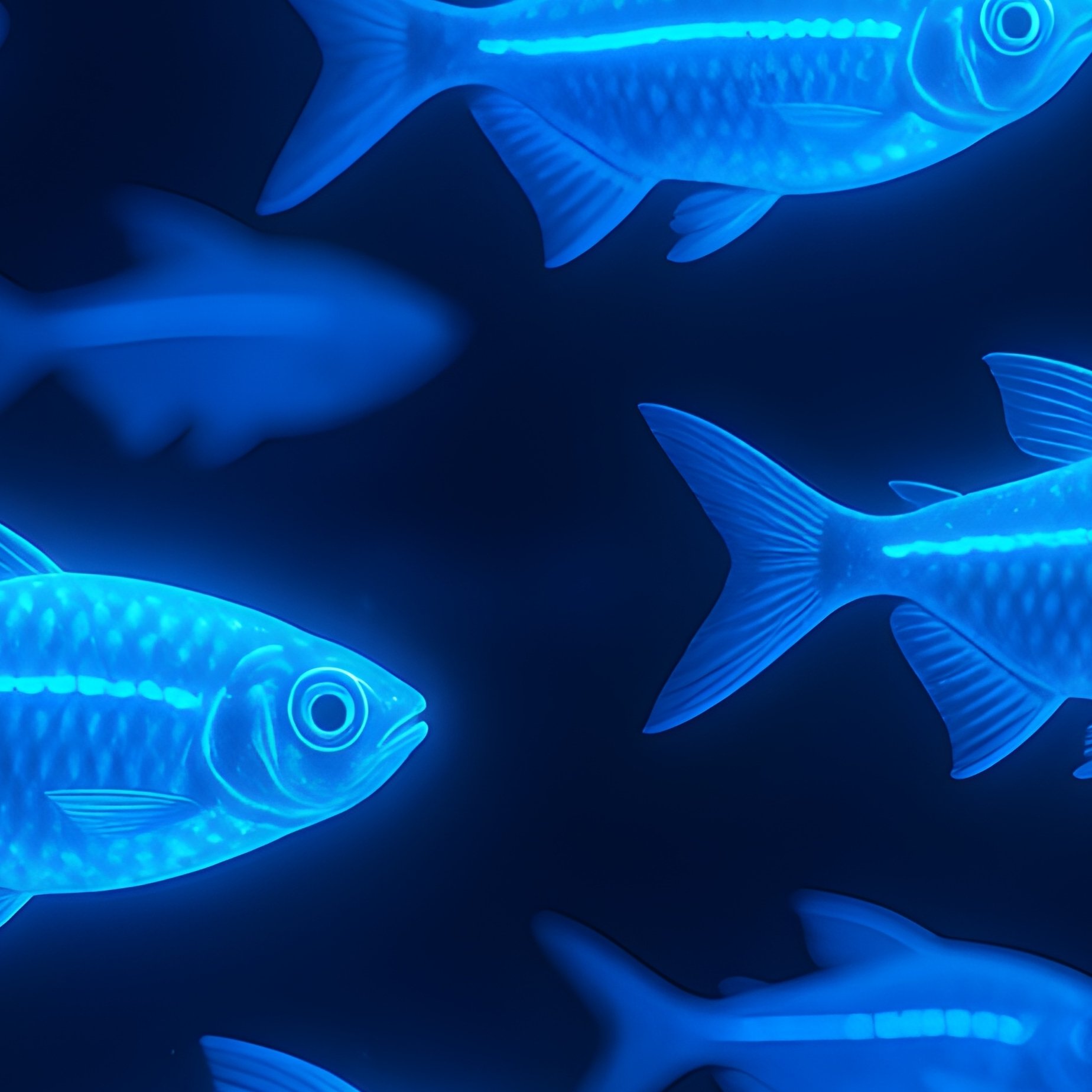 Neon Tetras Glowing Under Blue Led Lighting Scifi - Full Resolution Quality Preview