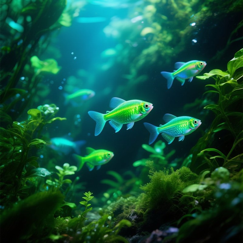 Neon Tetras Underwater Lush Green Plants