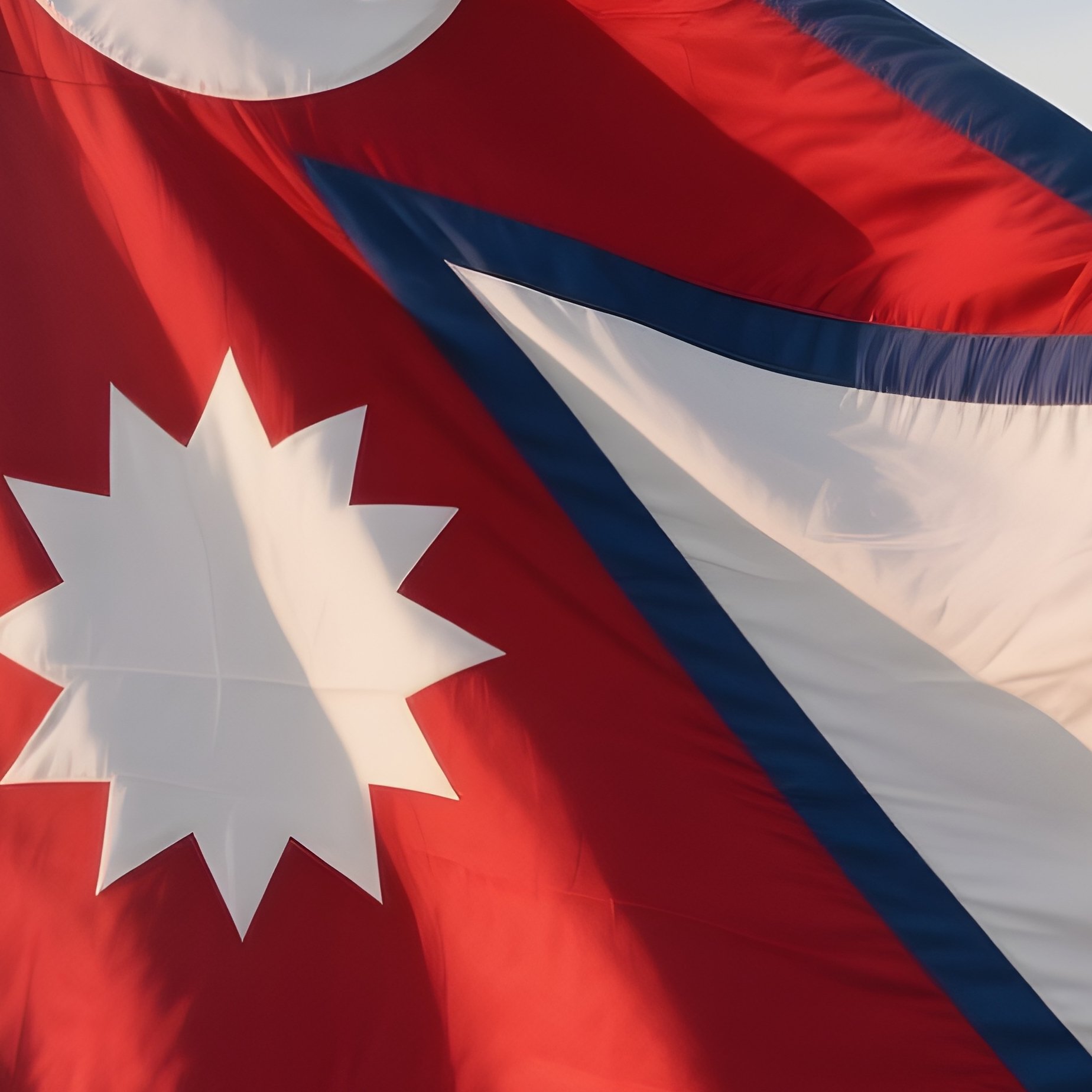 Nepal Flag Half Mast Wind Soft Light - Full Resolution Quality Preview