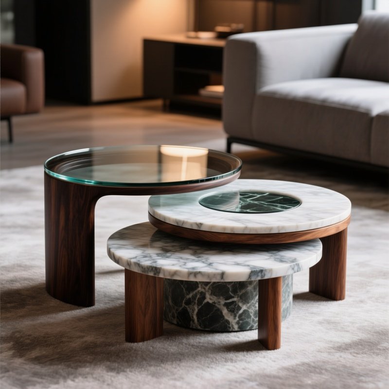 Nesting Coffee Tables Mixed Materials