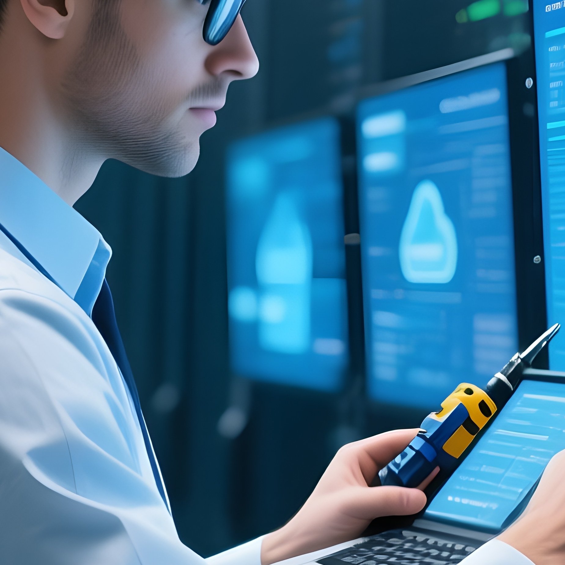 Network Engineer In Server Room Scenario - Full Resolution Quality Preview