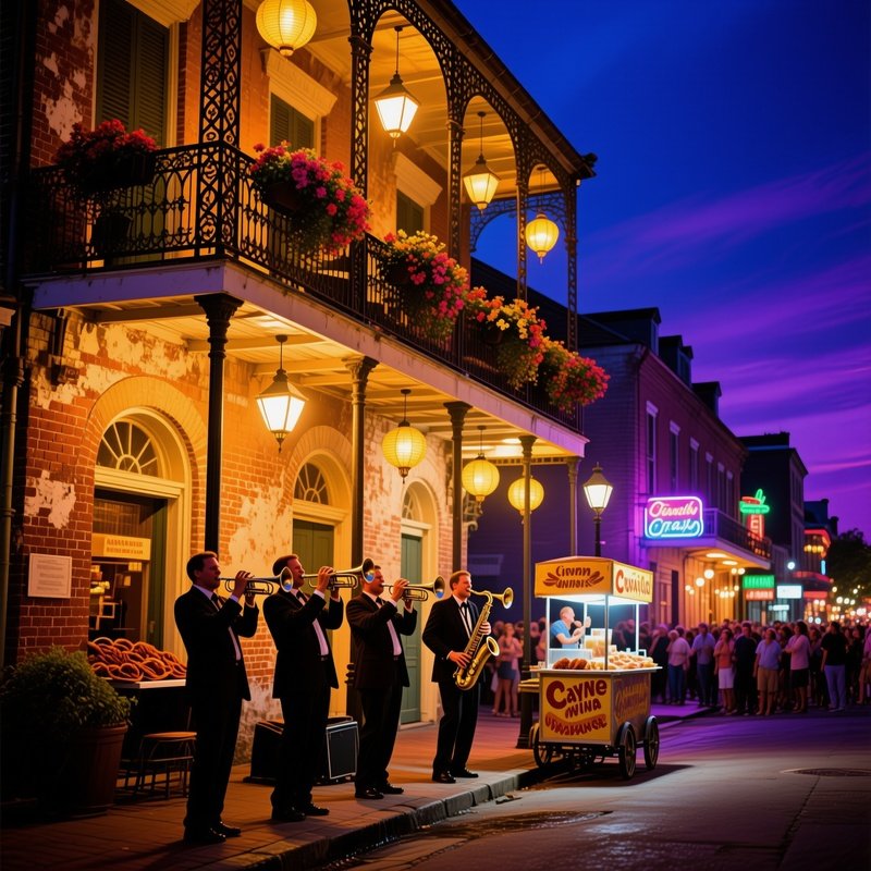 New Orleans French Quarter Night Jazz Street