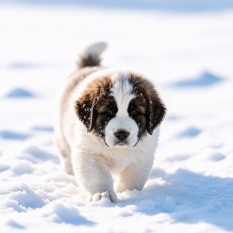 Newfoundland Puppy In Snow