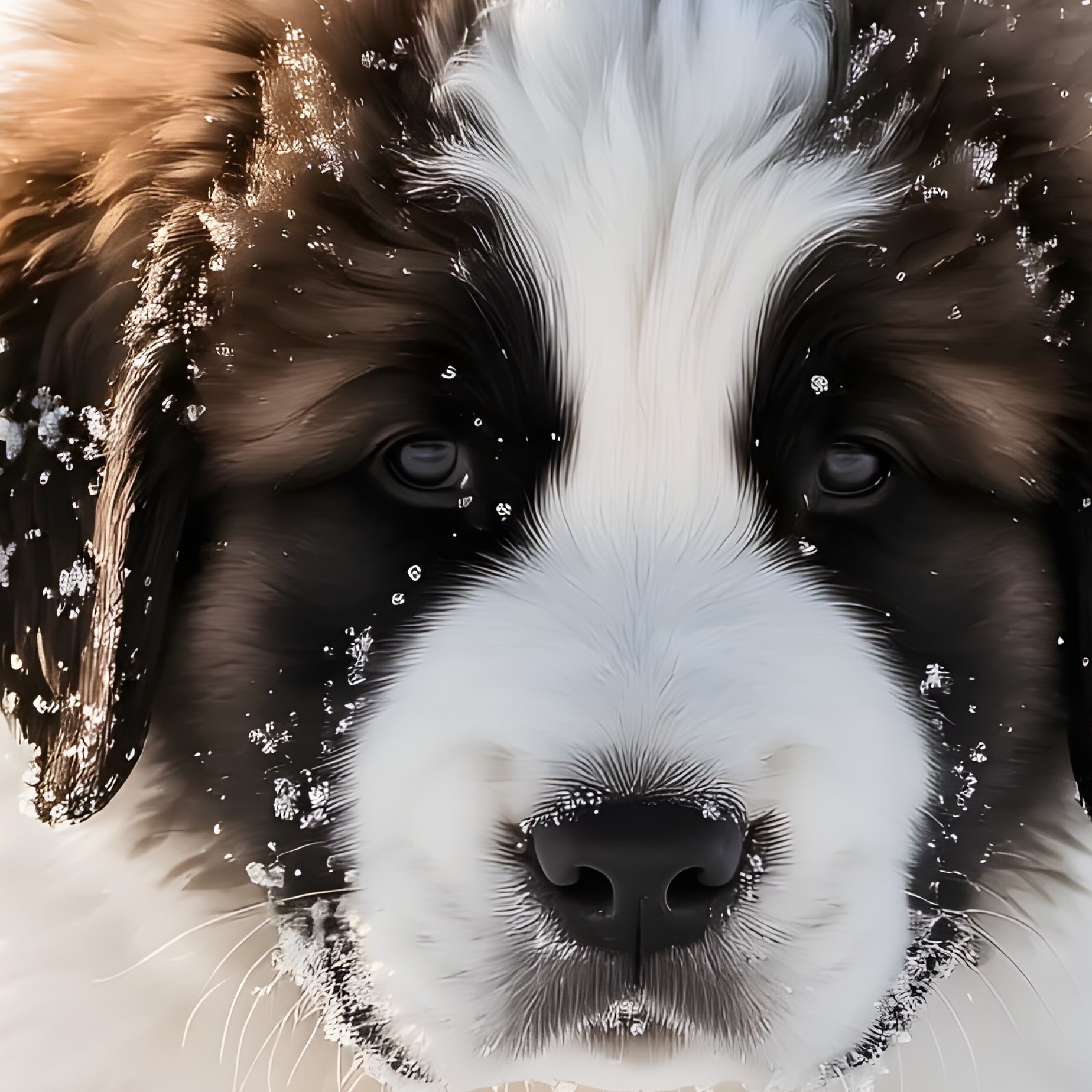 Newfoundland Puppy In Snow - Full Resolution Quality Preview