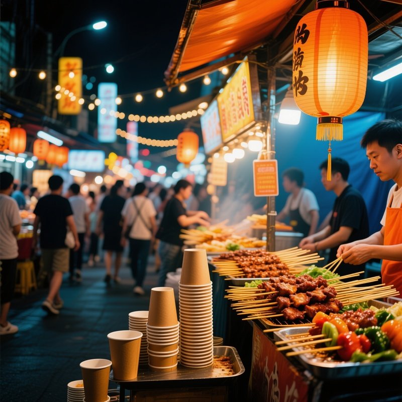 Night Market Paper Cups Skewers
