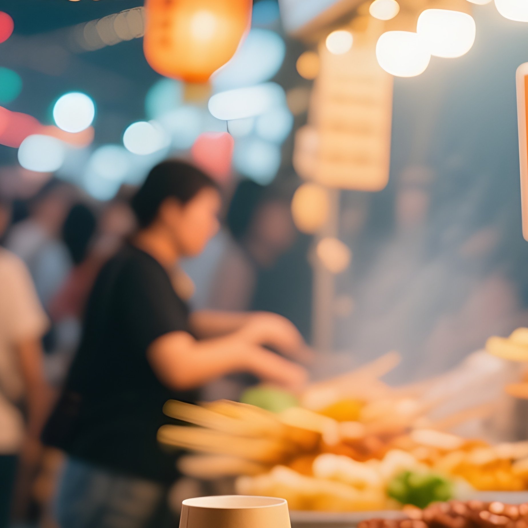 Night Market Paper Cups Skewers - Full Resolution Quality Preview