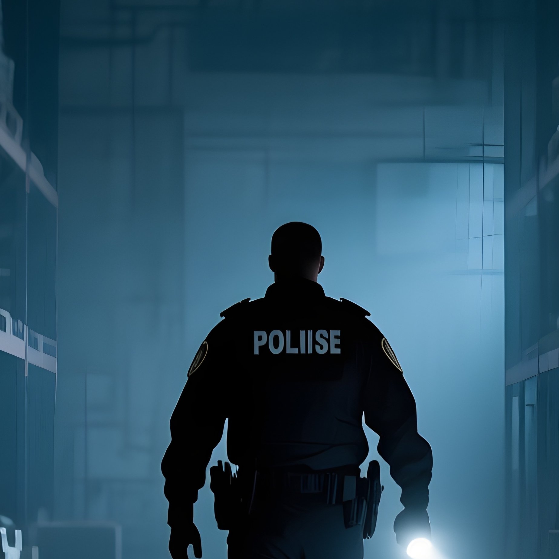 Night Shift Security Guard Flashlight Warehouse - Full Resolution Quality Preview