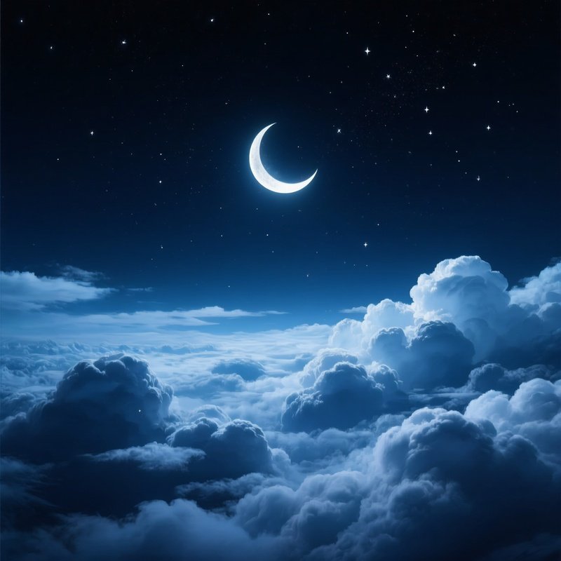 Night Sky With Crescent Moon And Clouds Night Sky Crescent Moon