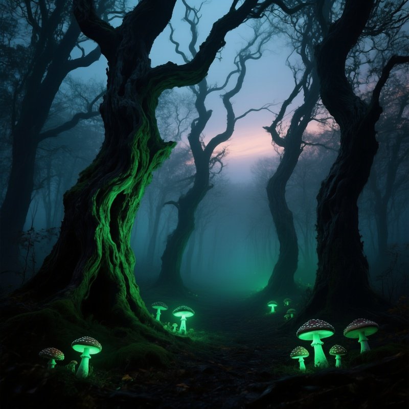 Nightmarish Forest At Twilight