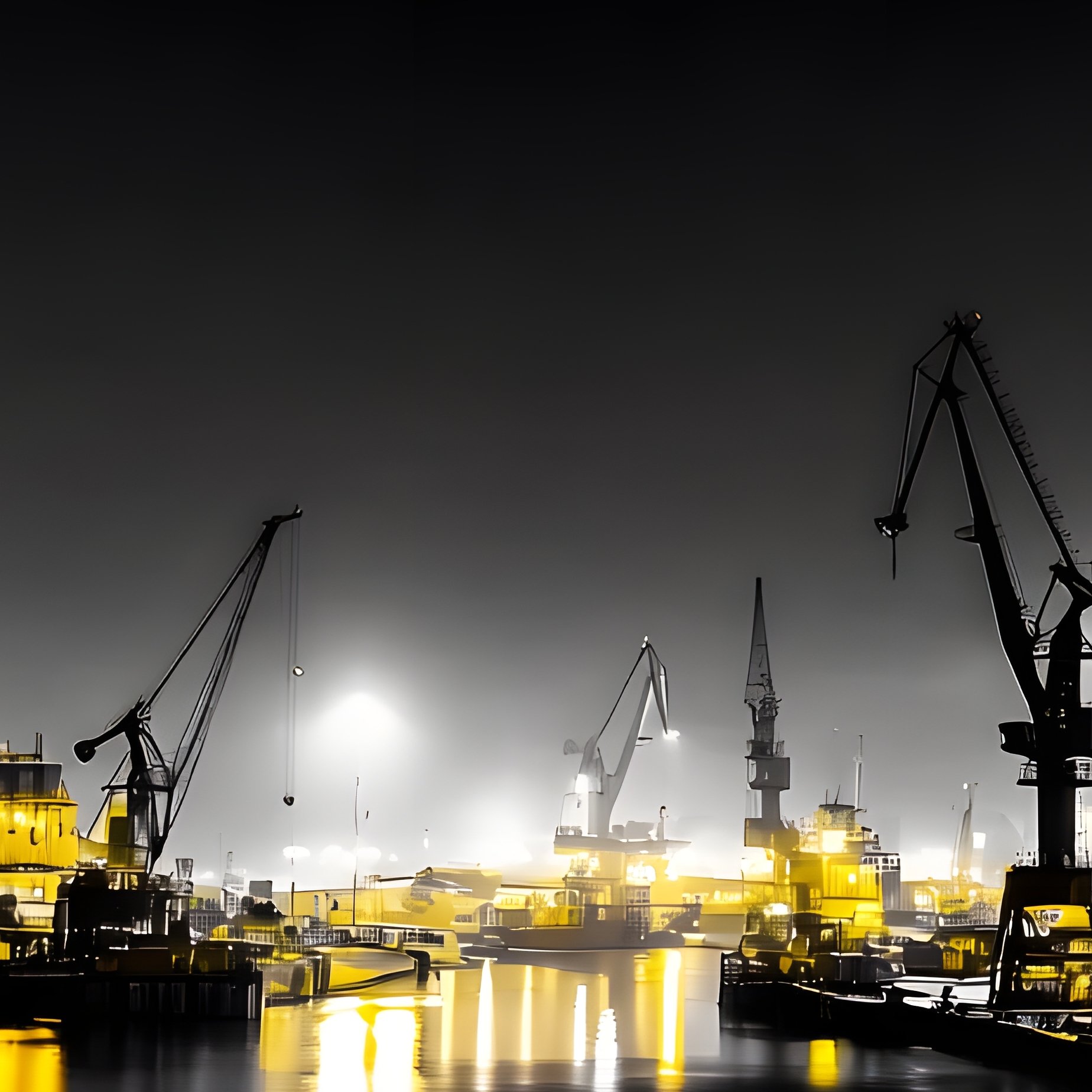 Nighttime Port Or Dock Area Night Port - Full Resolution Quality Preview