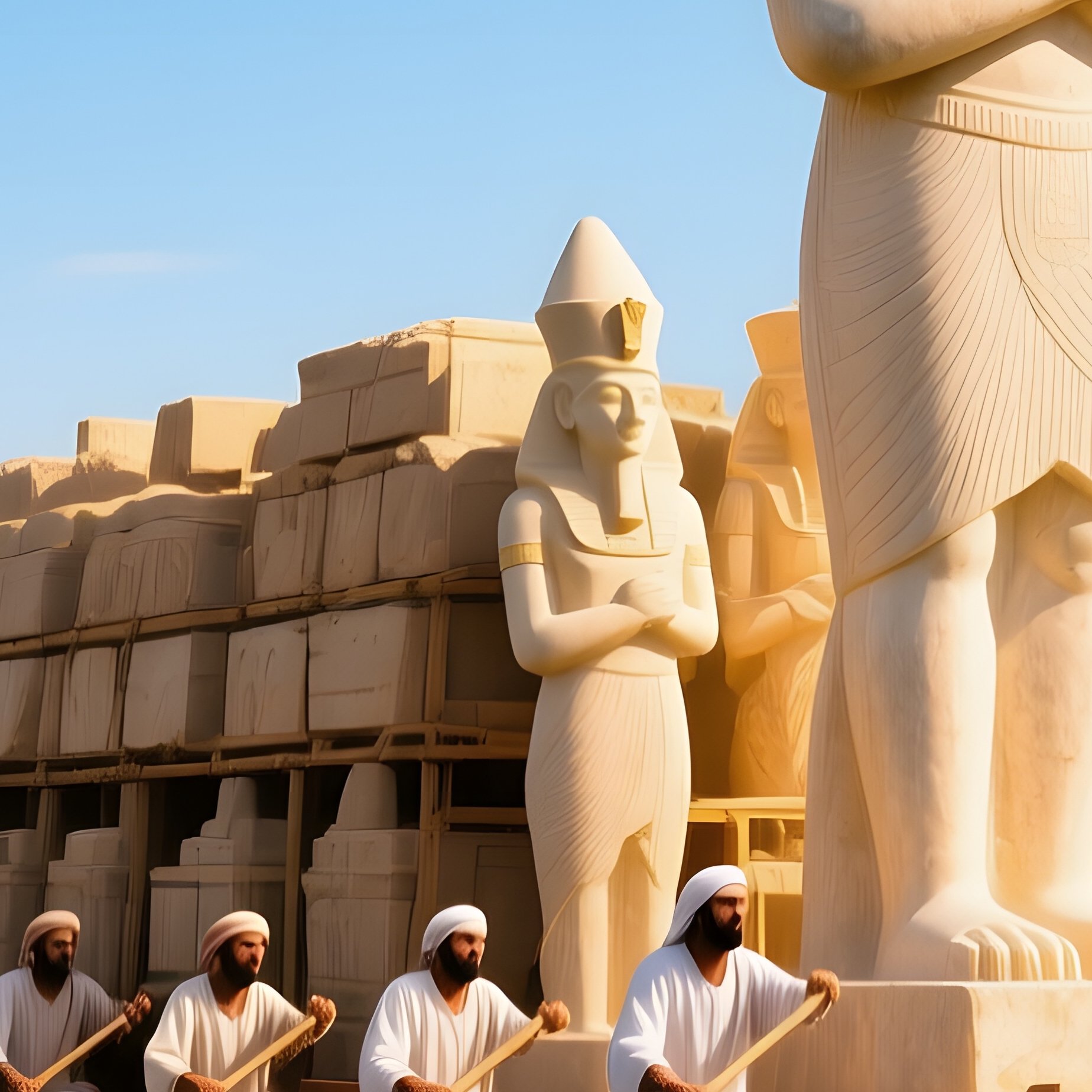 Nile Barge Alabaster Statues Rowers - Full Resolution Quality Preview