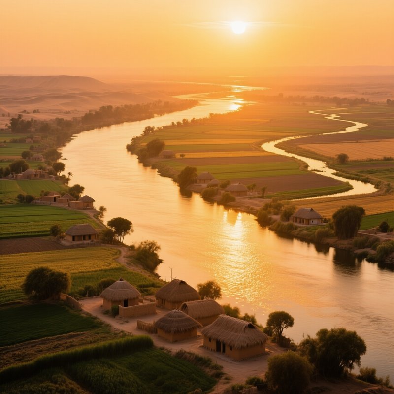 Nile Delta Golden Hour Panorama