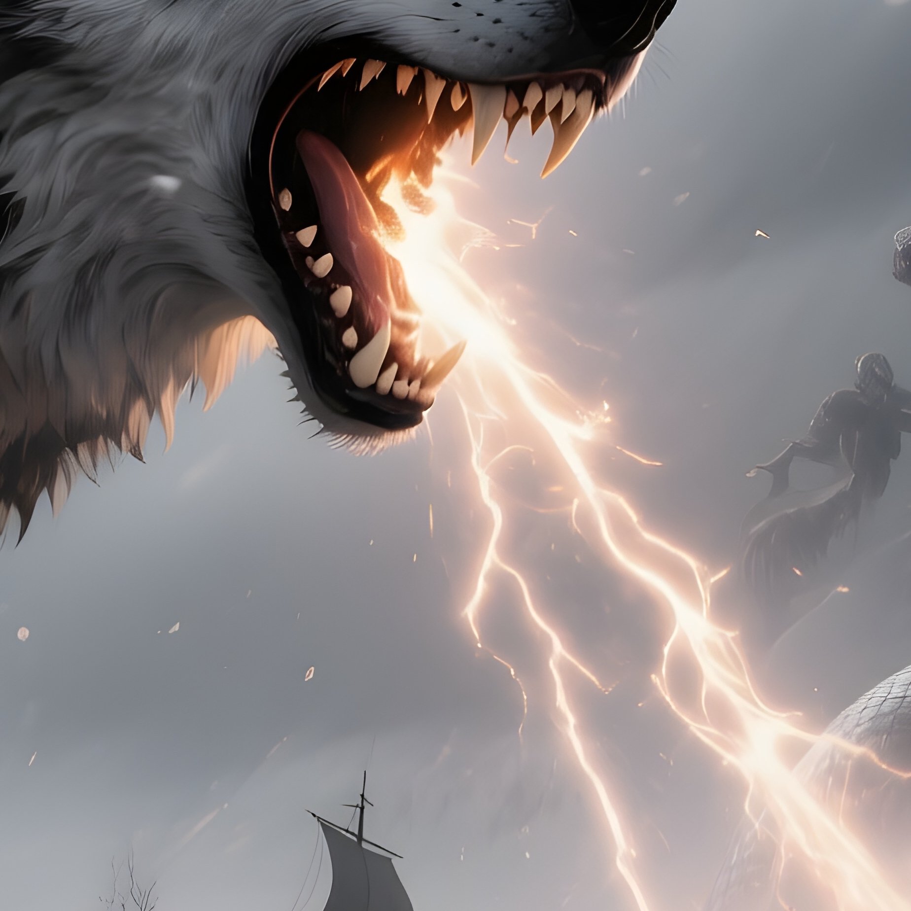 Norse Ragnarok Sun Eaten By Wolf Fimbulwinter - Full Resolution Quality Preview