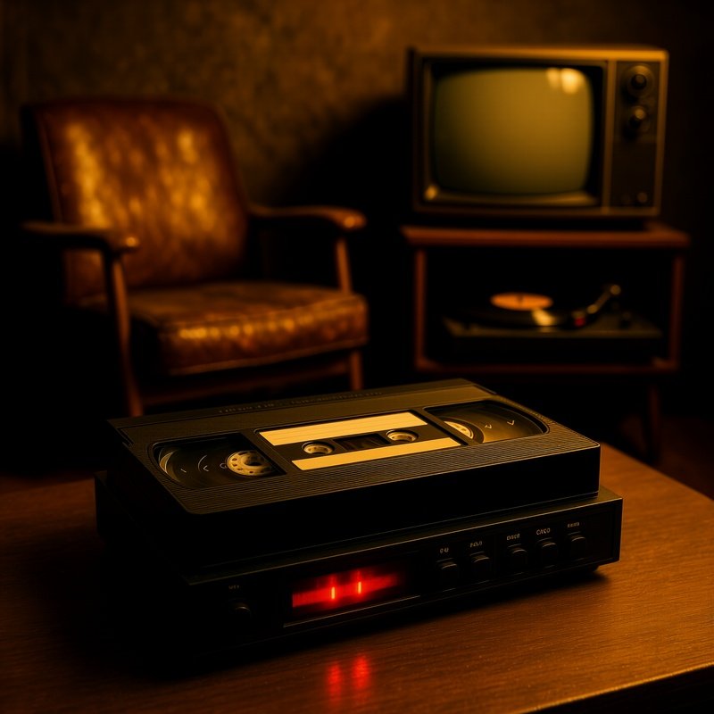 Nostalgia 1980S Vhs Tape And Cassette Player