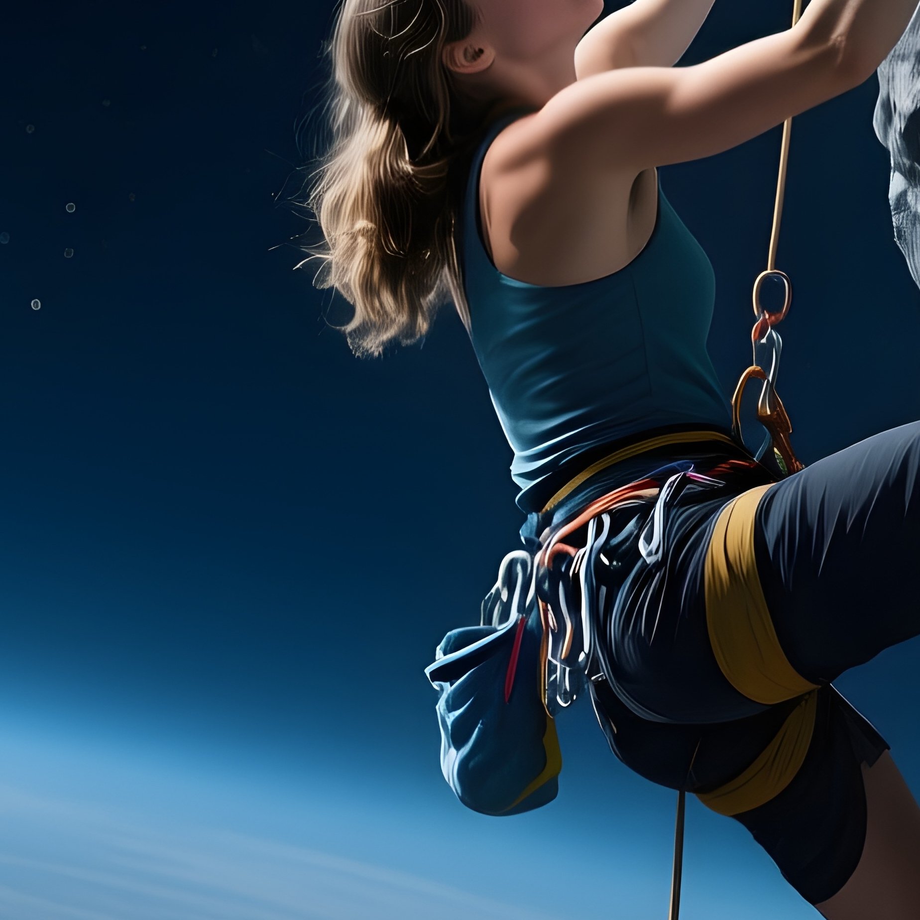 Nova Lyn Climbing Asteroid Cliff - Full Resolution Quality Preview