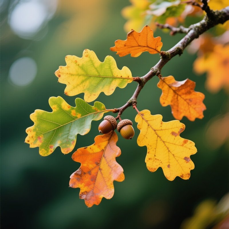 Oak Leaves And Acorns Autumn Oak Tree