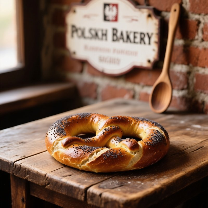 Obwarzanek Krakowski Braided Ring Shaped Bread Covered In Poppy Seeds