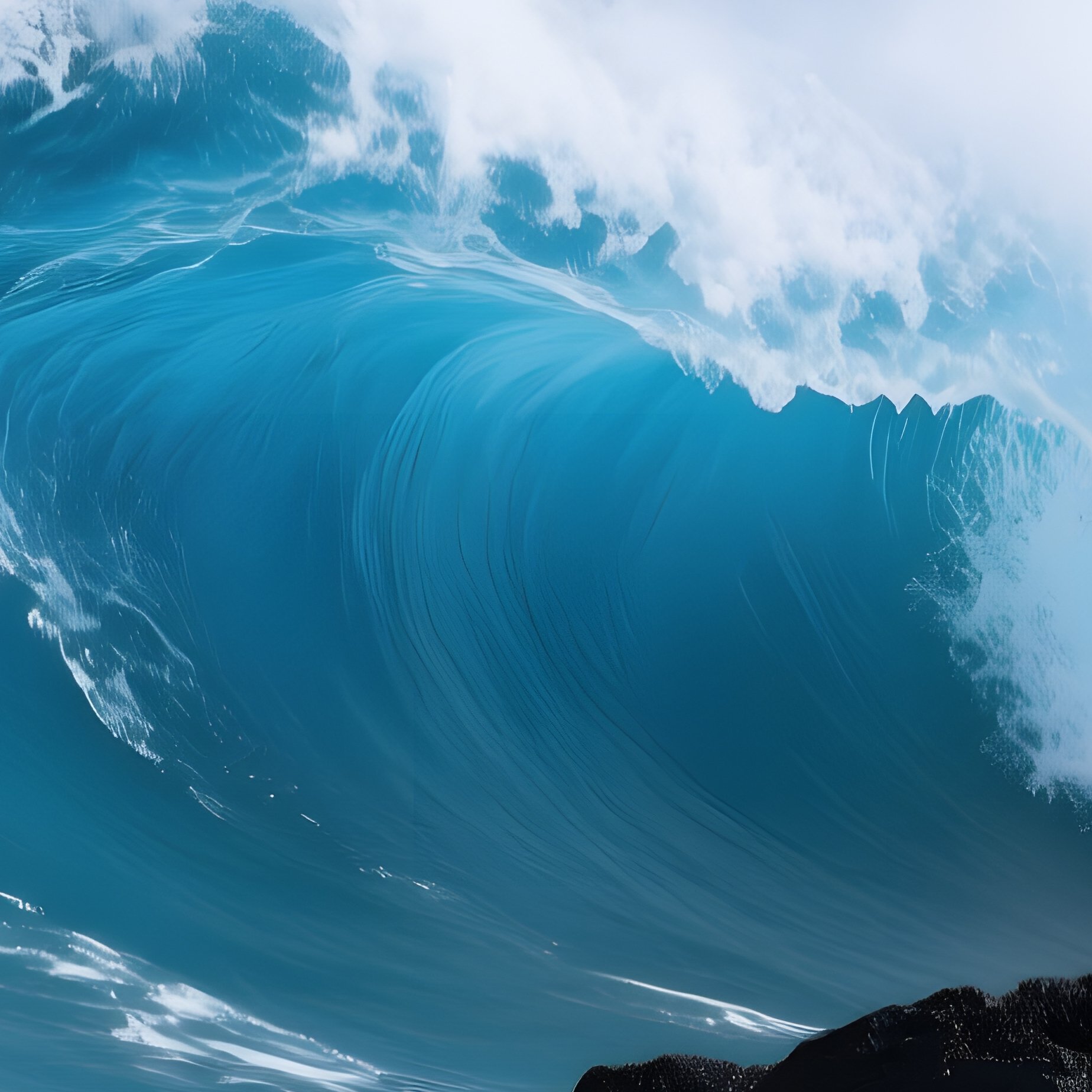 Ocean Wave Breaking Over A Rock Formation Ocean Wave - Full Resolution Quality Preview