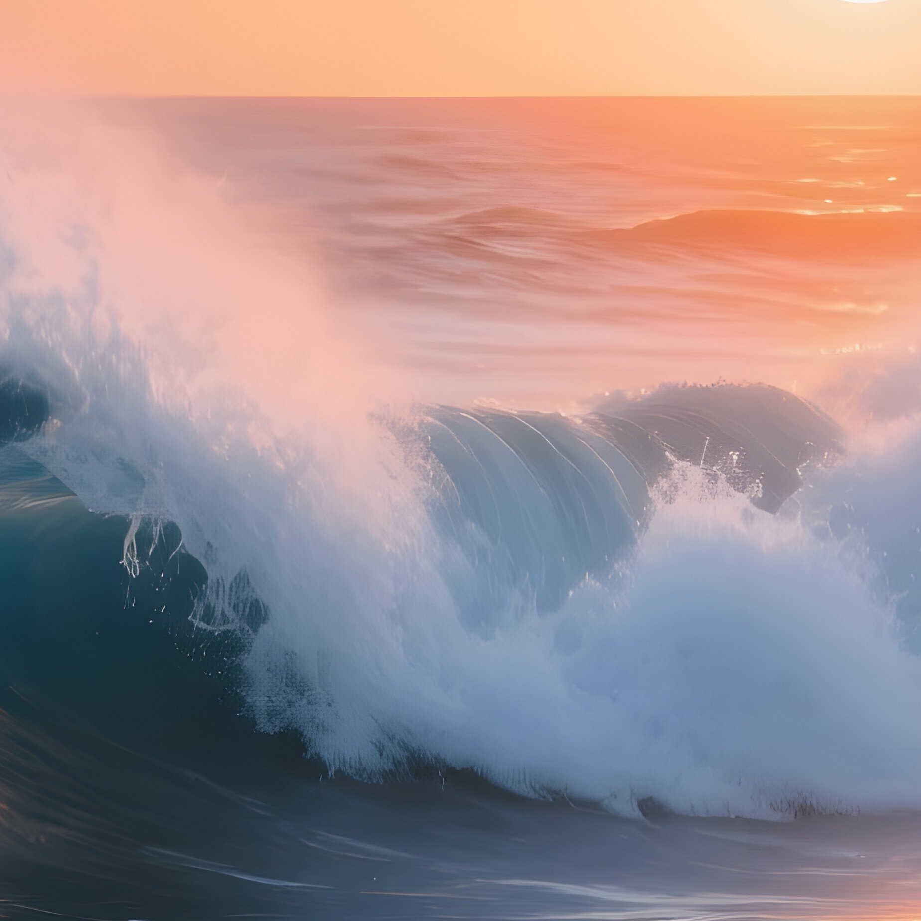 Ocean Waves At Sunset Sunset Ocean - Full Resolution Quality Preview