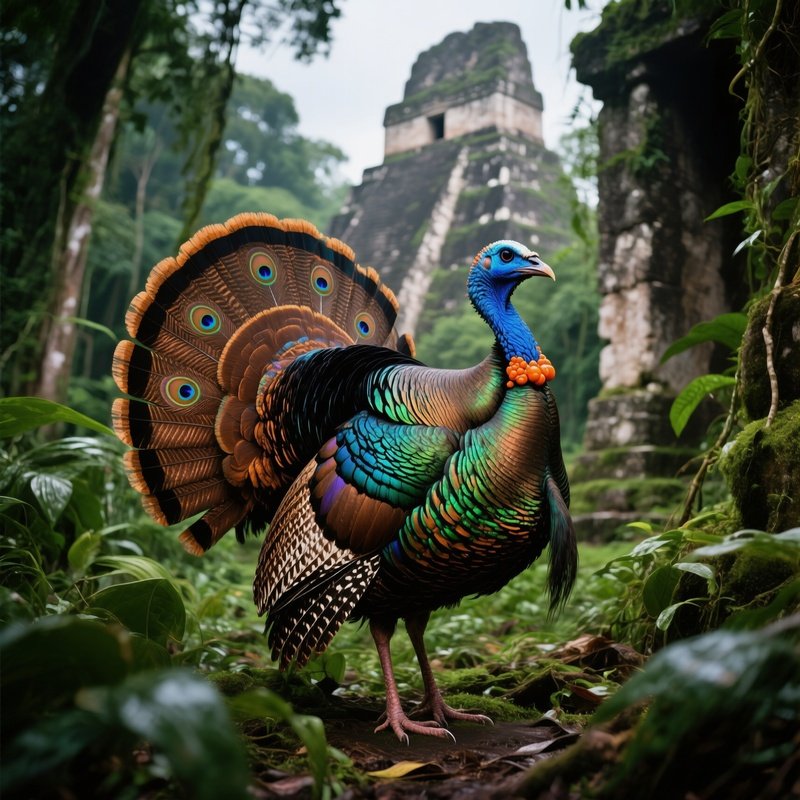 Ocellated Turkey In Tikal Jungle