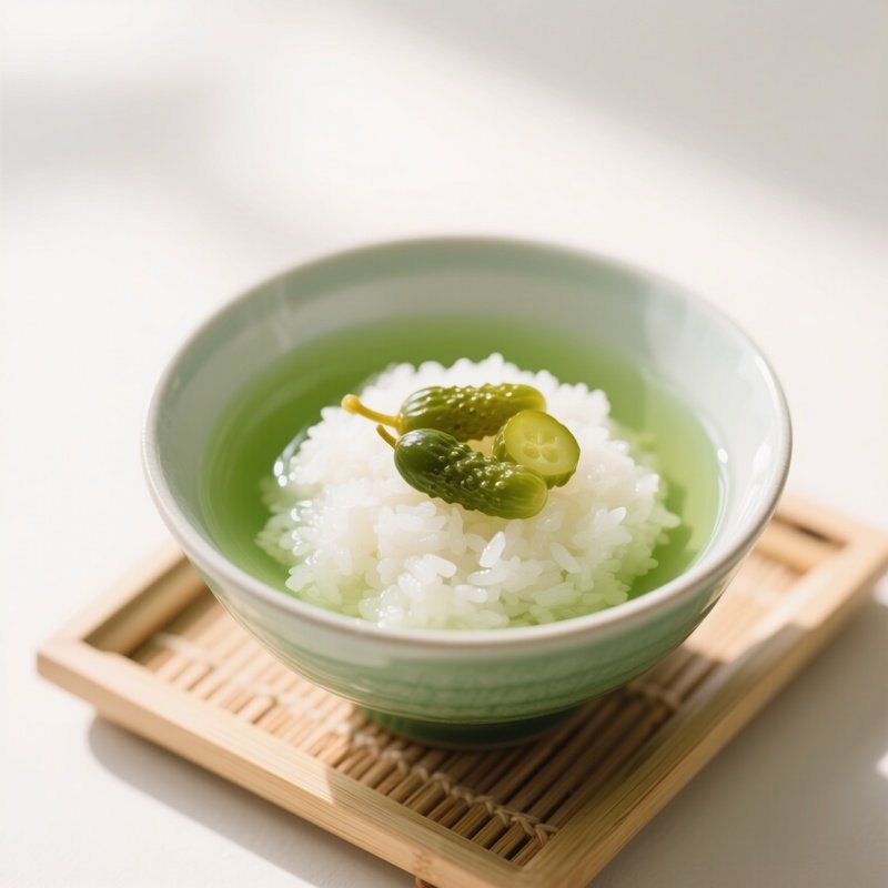 Ochazuke Rice With Pickles And Green Tea