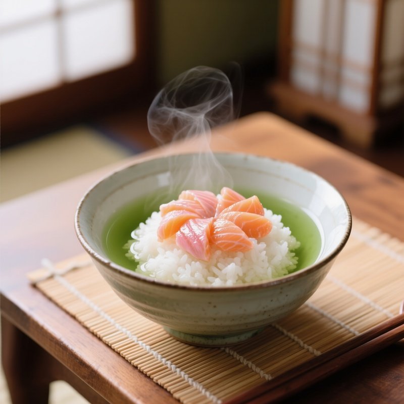 Ochazuke Rice With Salmon And Green Tea