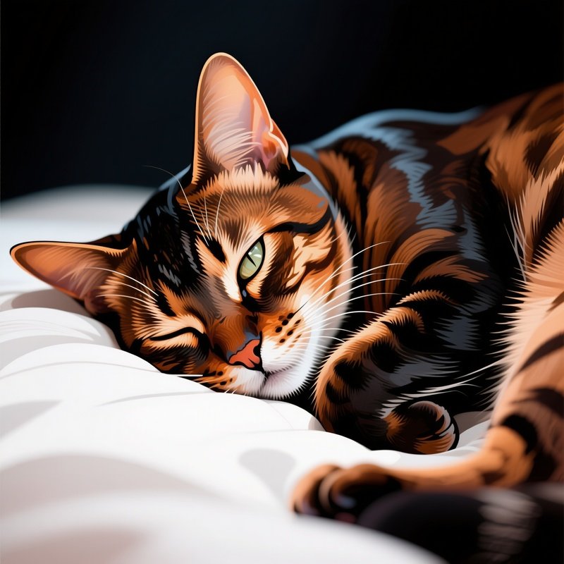 Ocicat_Cat_Sleeping_With_One_Eye_Open_Digital
