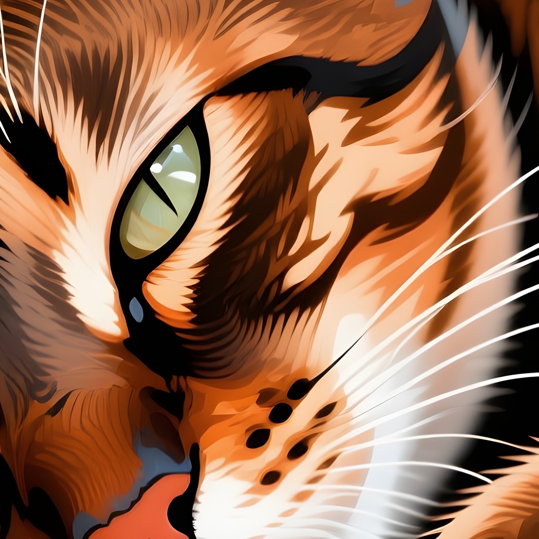 Ocicat Cat Sleeping With One Eye Open Digital - Full Resolution Quality Preview