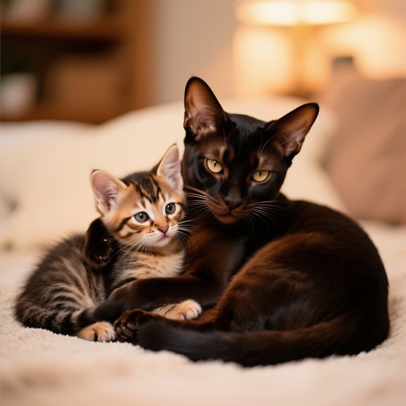 Ocicat Cuddled Up With Another Cat 3