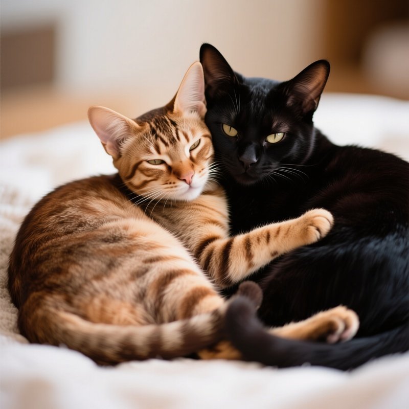 Ocicat Cuddled Up With Another Cat