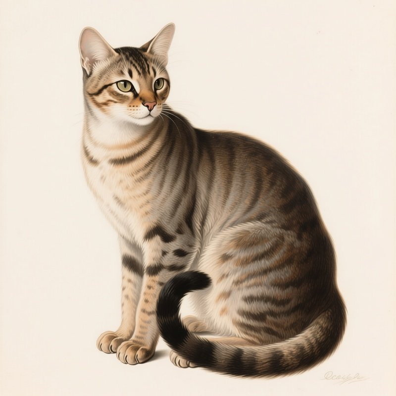 Ocicat Tail Wrapped Paws Illustration