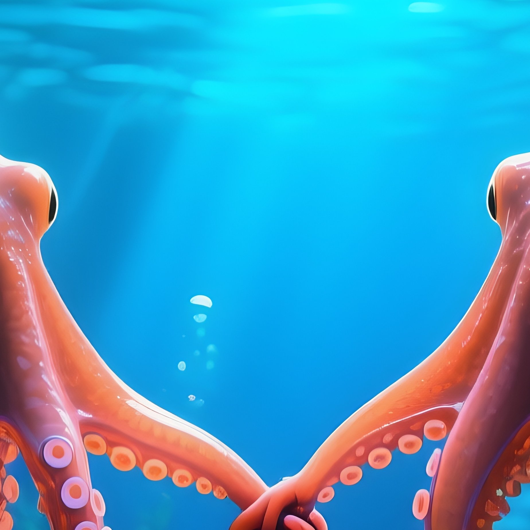 Octopuses Holding Hands In Aquarium Set - Full Resolution Quality Preview