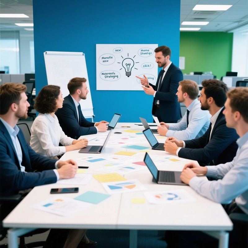 Office Team Brainstorming Marketing Ideas Concept 1