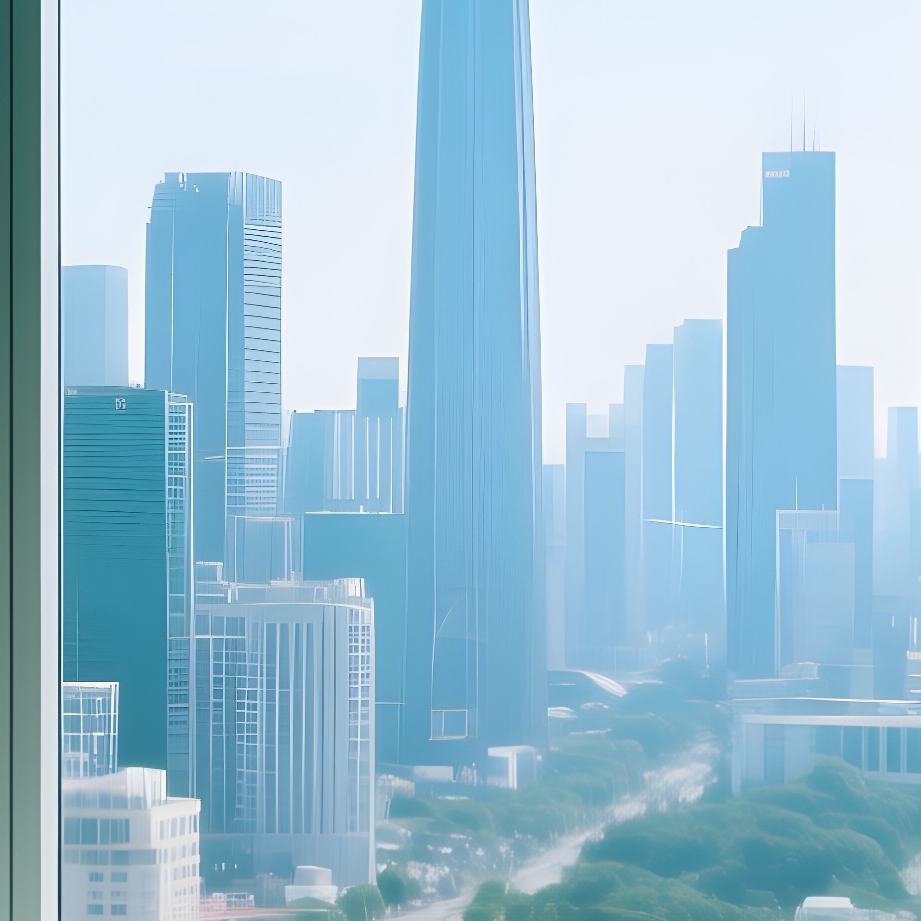 Office With Panoramic City View - Full Resolution Quality Preview