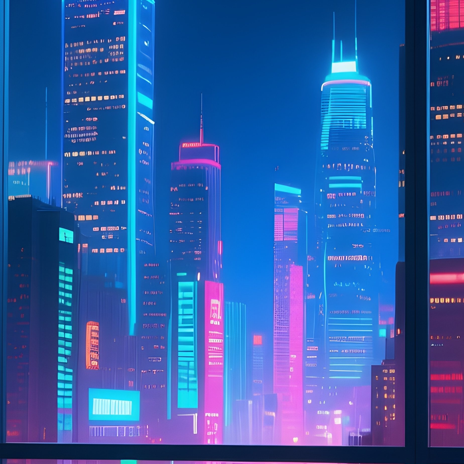 Office With Panoramic City View Digital Art - Full Resolution Quality Preview