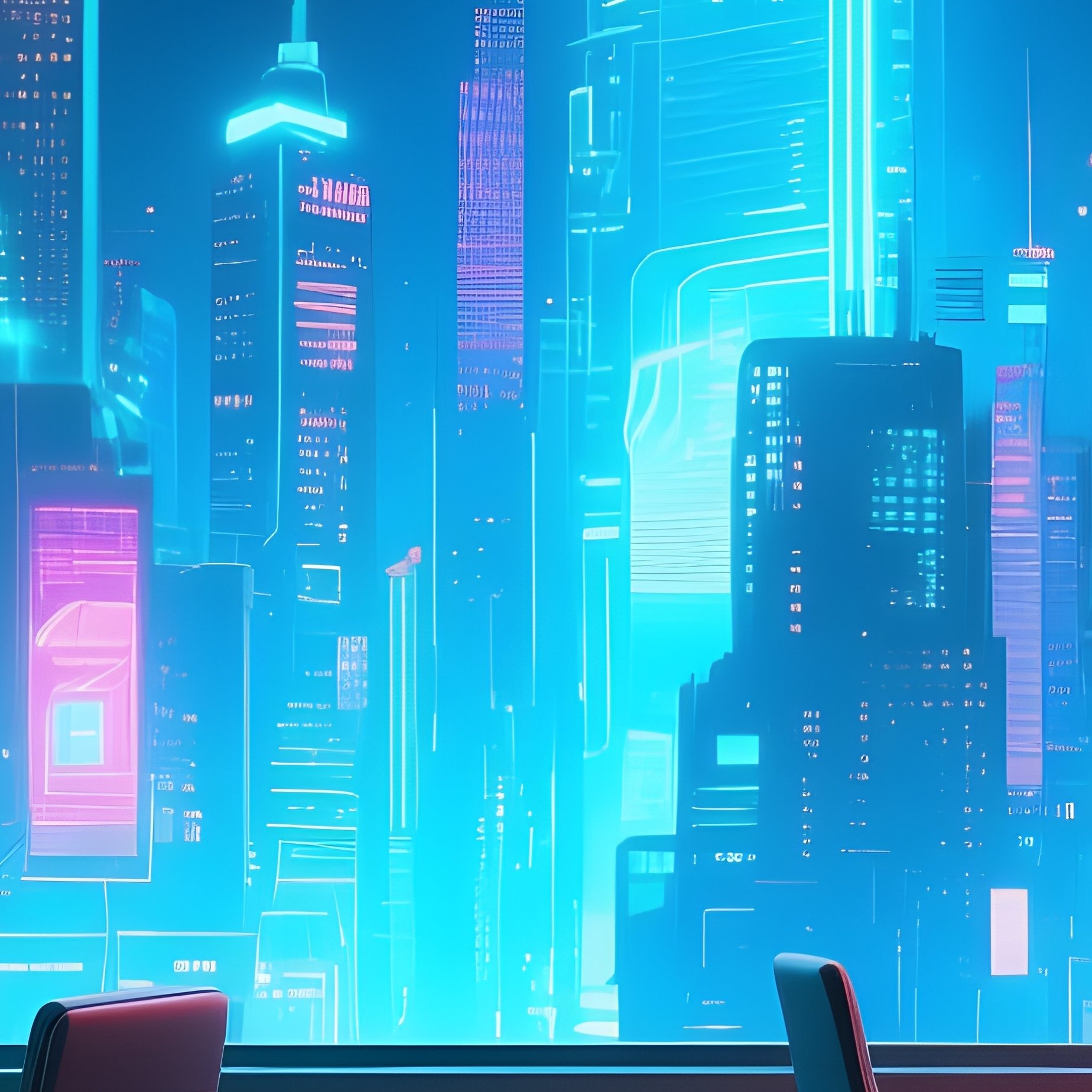 Office With Panoramic City View Scifi - Full Resolution Quality Preview