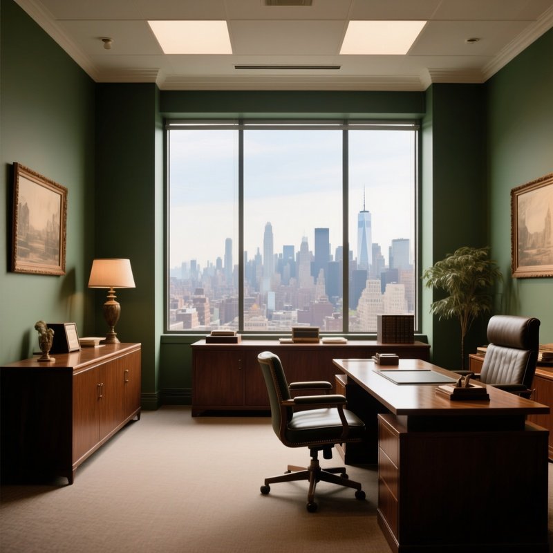 Office With Panoramic City View Vintage