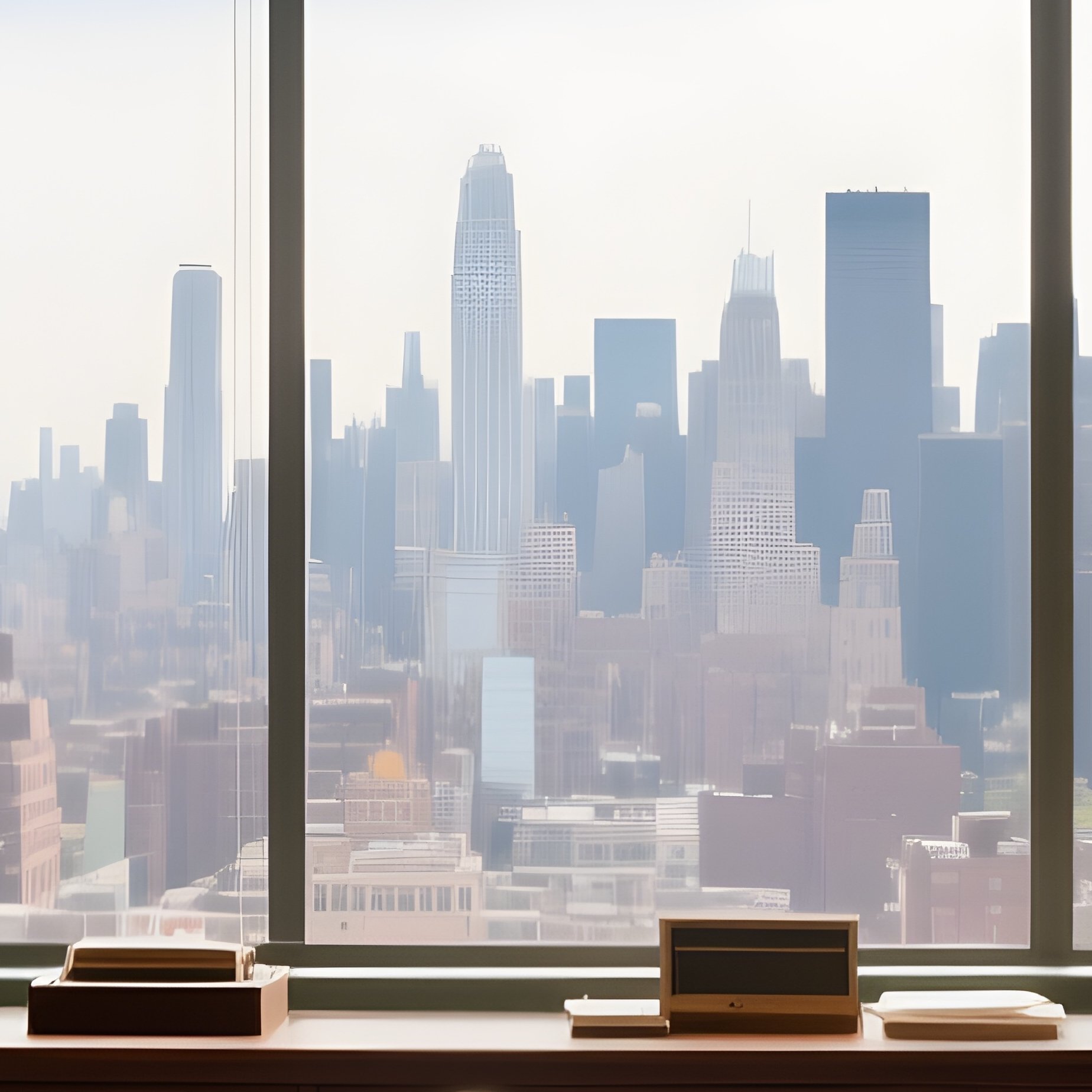 Office With Panoramic City View Vintage - Full Resolution Quality Preview