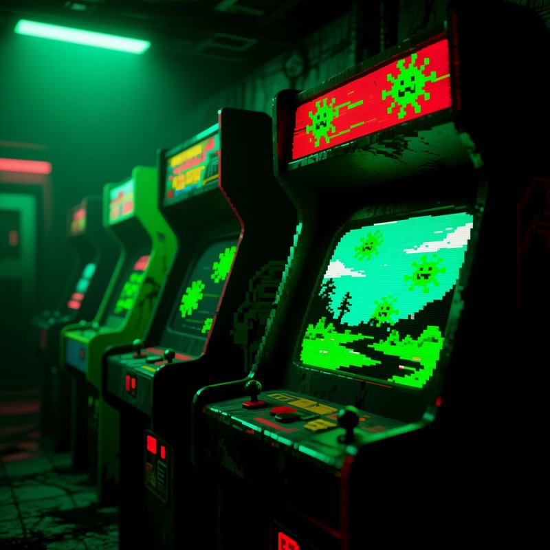 Old Arcade Retro Machines Glitching Virus Sprites