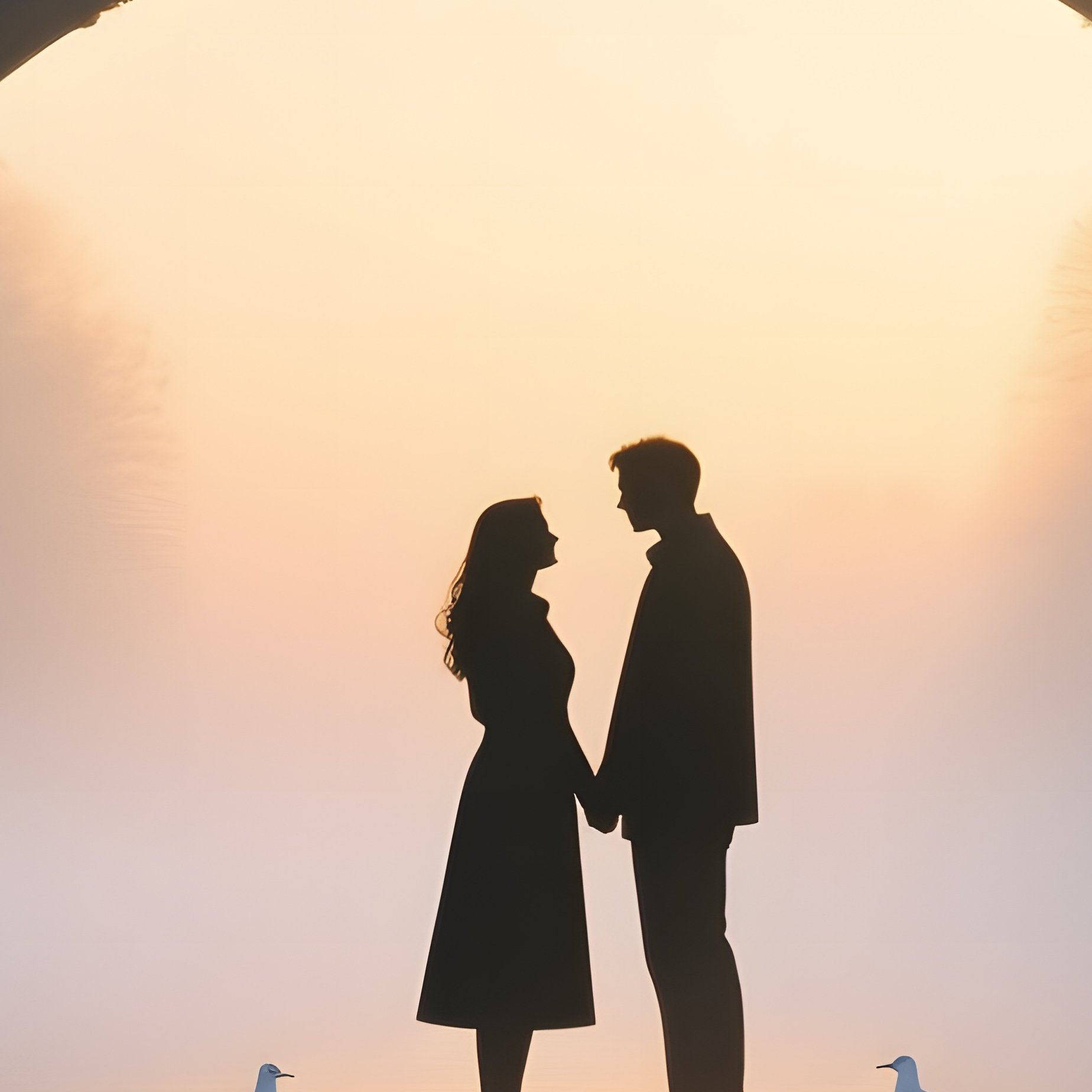 Old European Bridge Misty Canal Sunrise Lovers Reflections Gulls - Full Resolution Quality Preview