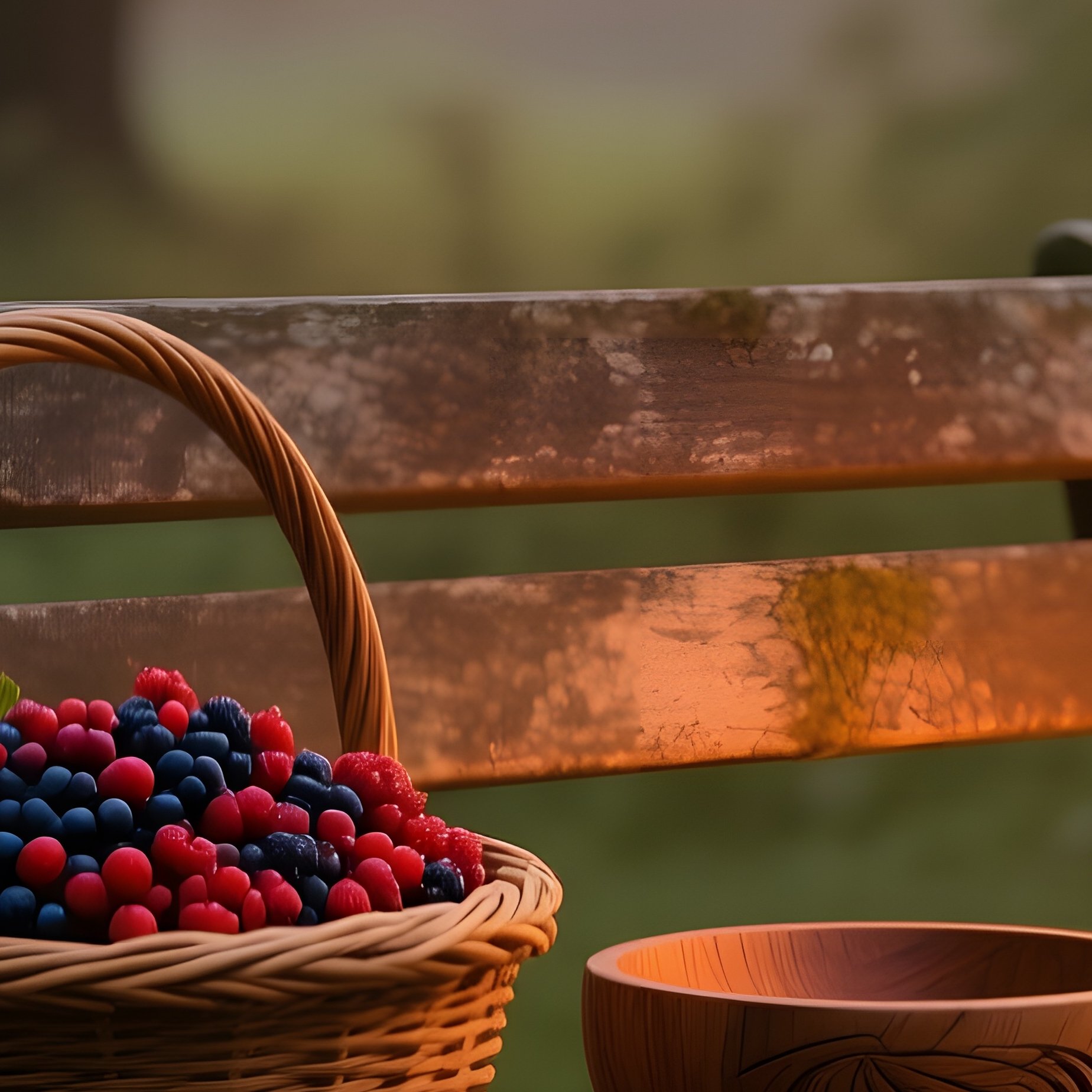 Old Wooden Bench Forest Clearing Dusk - Full Resolution Quality Preview