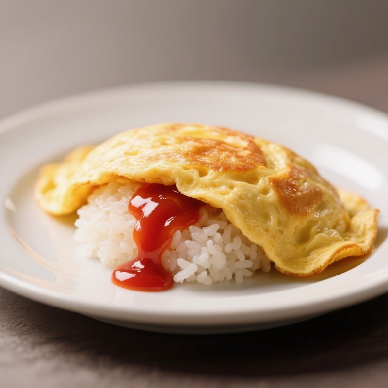 Omurice Omelet Filled With Ketchup Seasoned Rice