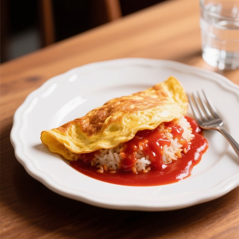 Omurice Omelet Filled With Ketchup Seasoned Rice