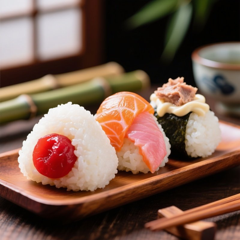 Onigiri Rice Balls Pickled Plum Salmon Tuna Mayonnaise