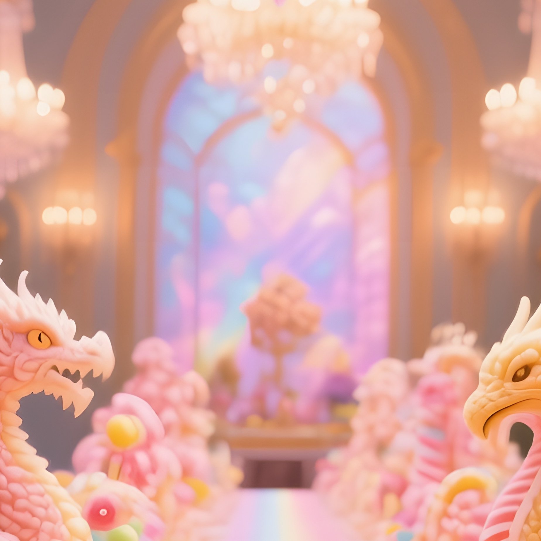 Opulent Banquet Hall With Sugar Chandeliers And Mythic Sculptures - Full Resolution Quality Preview