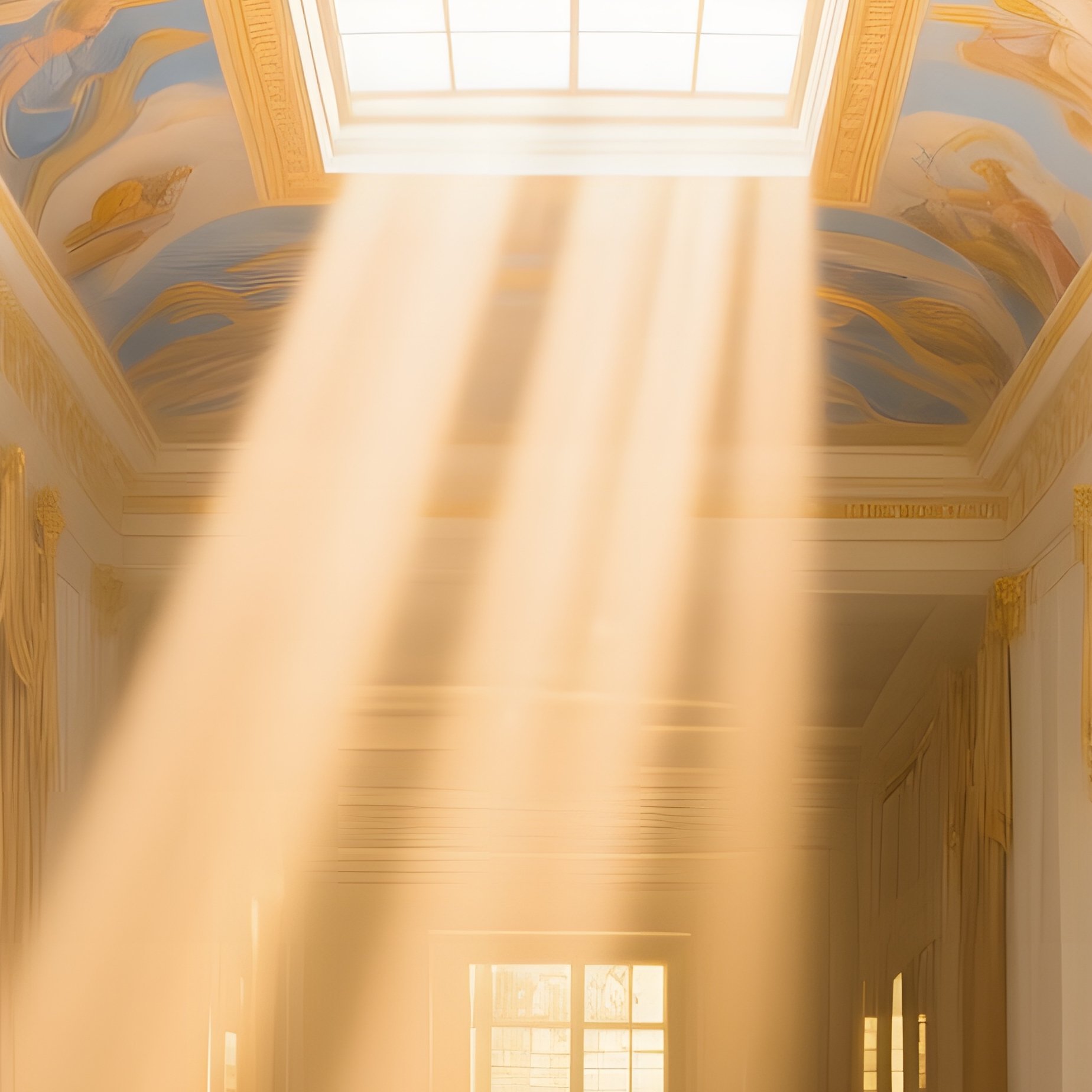 Opulent Hallway With Heavenly Fresco And Skylight - Full Resolution Quality Preview